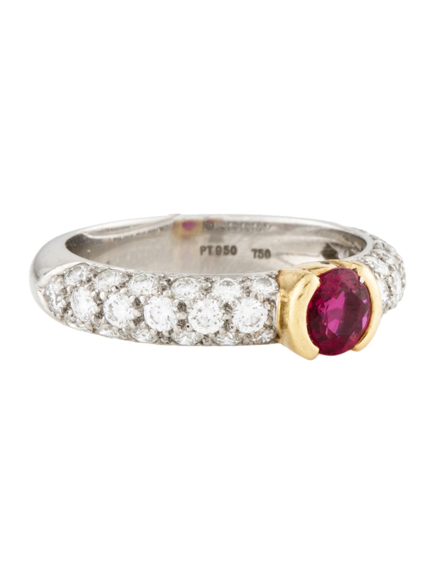 Ruby Tif Tiffany & Co. Vintage Platinum Ruby & Diamond Etoile Cocktail Ring ...