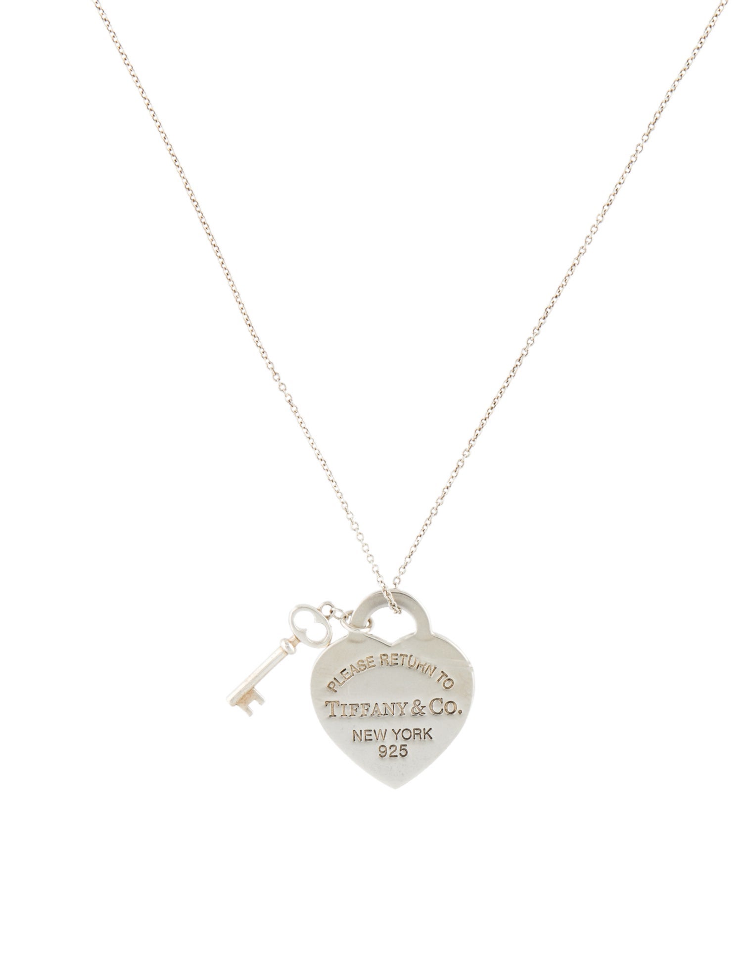 Tiffany & Co. Heart Tag & Key Pendant Necklace Sterling Silver