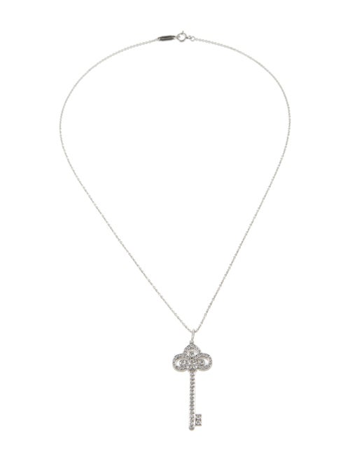 Tiffany & Co. Platinum Fleur de Lis Key Pendant Necklace