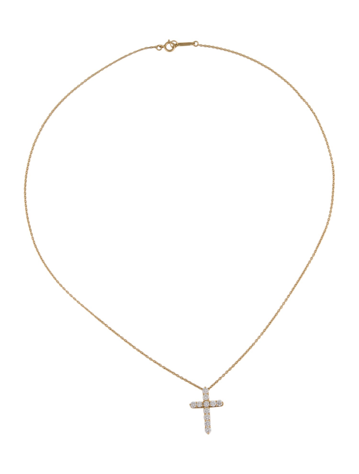 Tiffany & Co. 18K Diamond Cross Pendant Necklace
