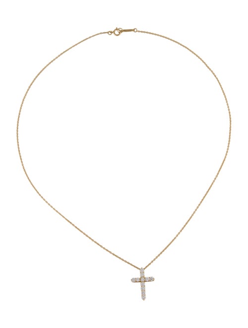 Tiffany & Co. 18K Diamond Cross Pendant Necklace