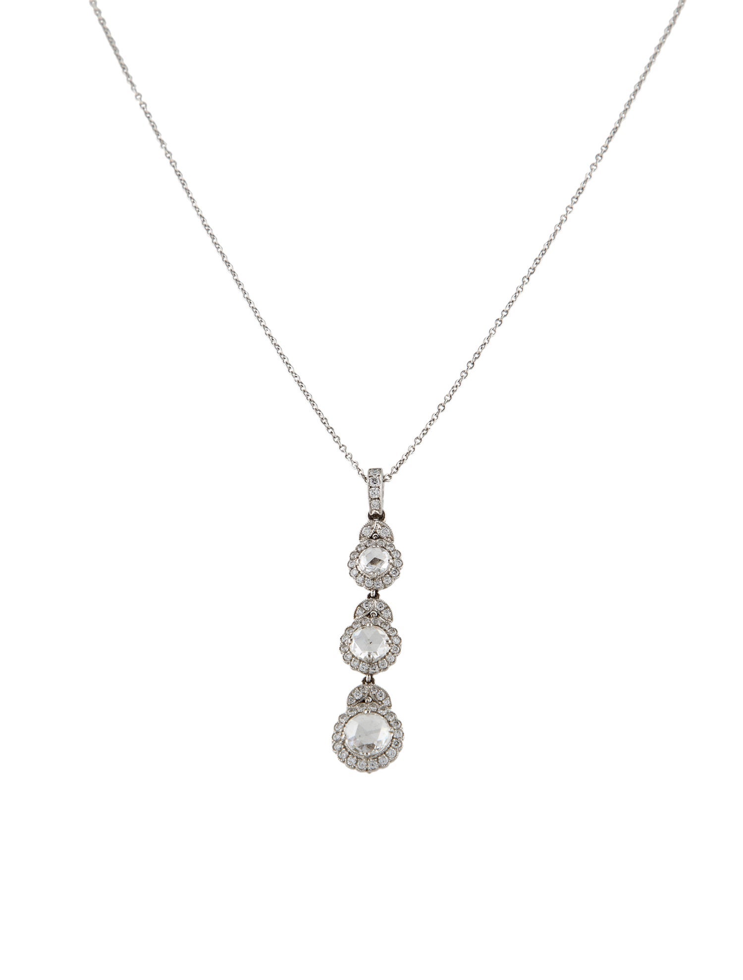 Tiffany & Co. Platinum Diamond Drop Pendant Necklace