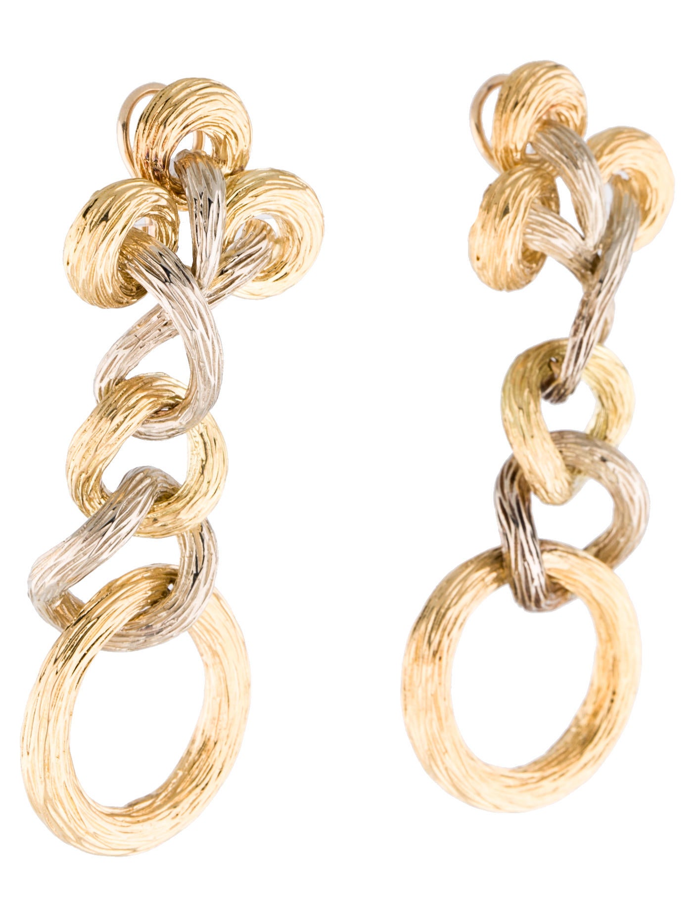 Tiffany & Co. 18K TwoTone Textured Link Earrings Earrings TIF29103