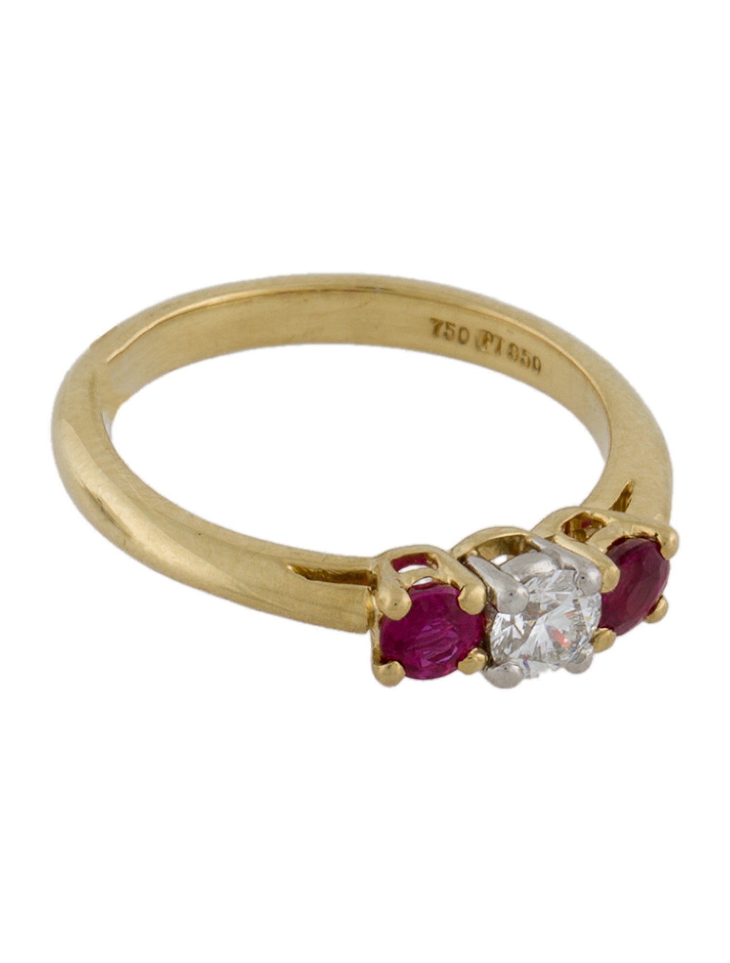 Tiffany & Co. 18K Diamond & Ruby Three Stone Band