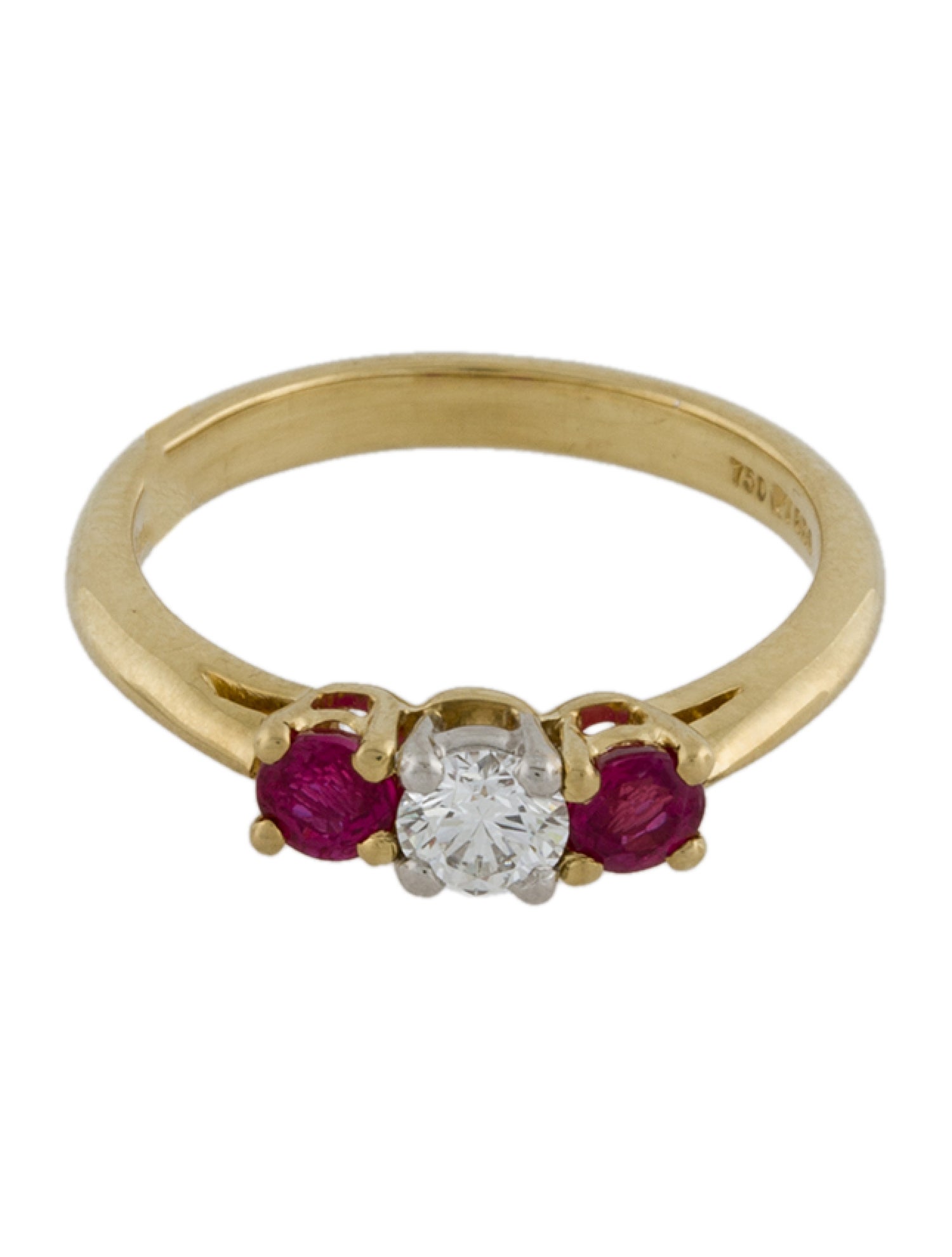 Tiffany & Co. 18K Diamond & Ruby Three Stone Band