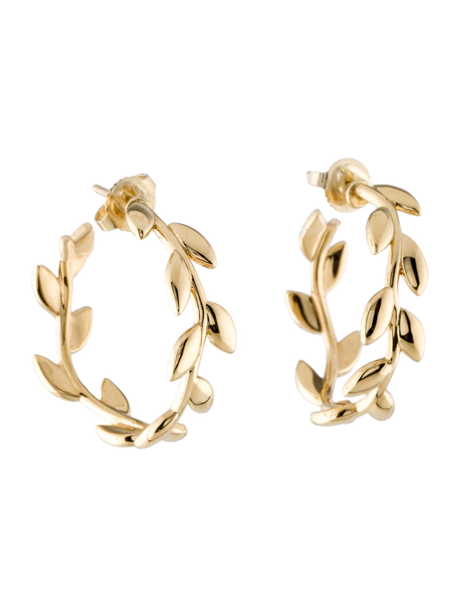 Aki Leaf Hoop Earrings - Gold Plated