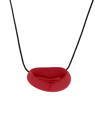 Tiffany Red Lacquer Bean Necklace Pendant Necklace
