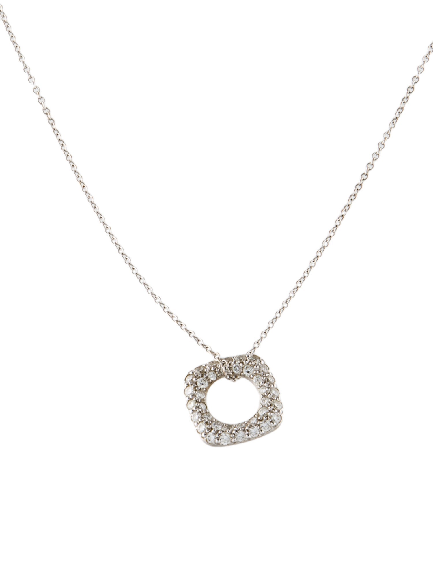 Tiffany & Co. 18K Diamond Cushion Square Pendant Necklace