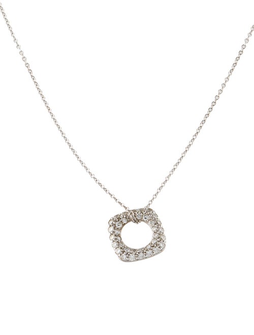 Tiffany & Co. 18K Diamond Cushion Square Pendant Necklace