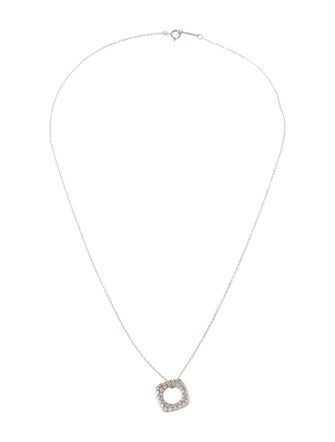 Tiffany & Co. 18K Diamond Cushion Square Pendant Necklace