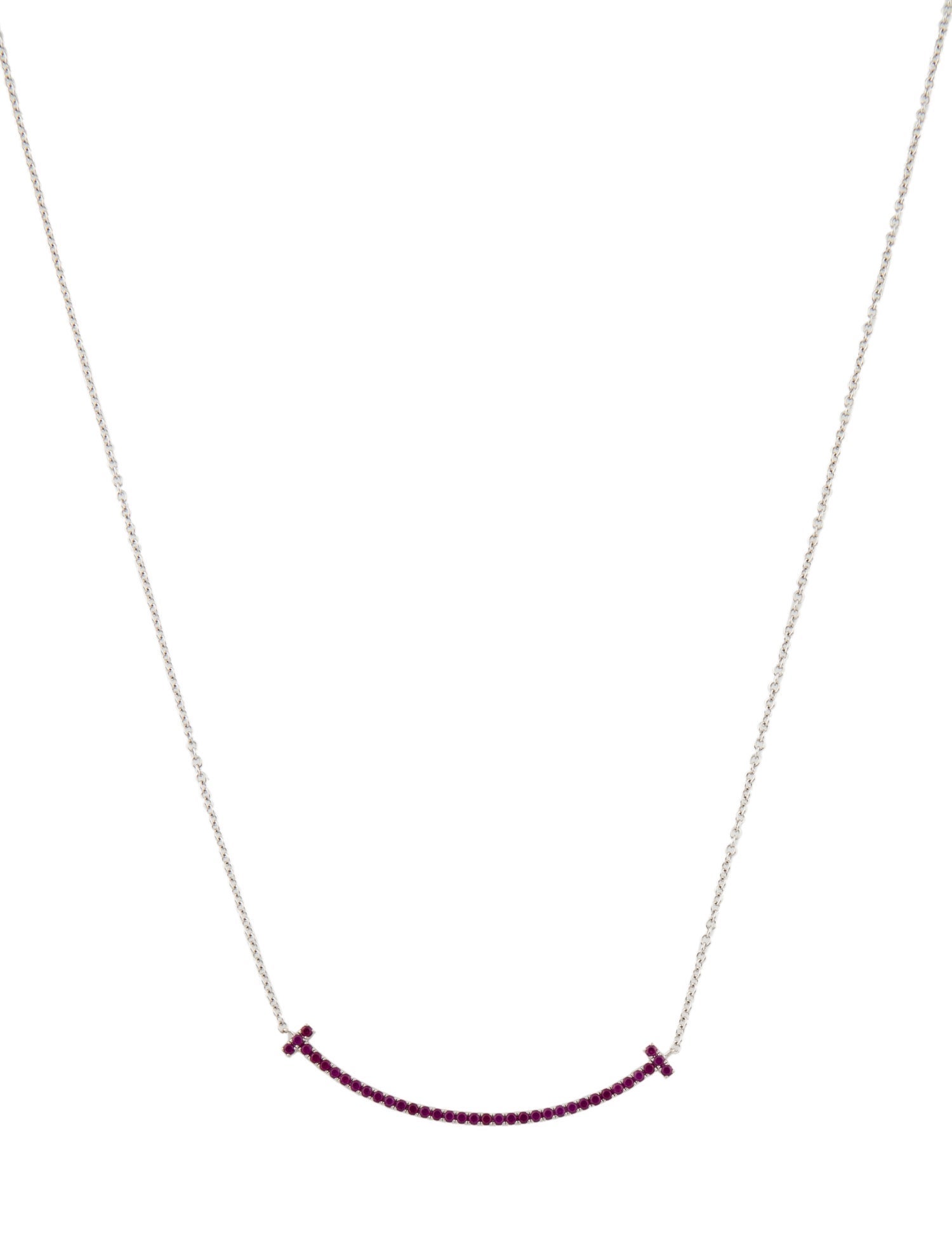 Tiffany & Co. 18K Ruby T Smile Pendant Necklace