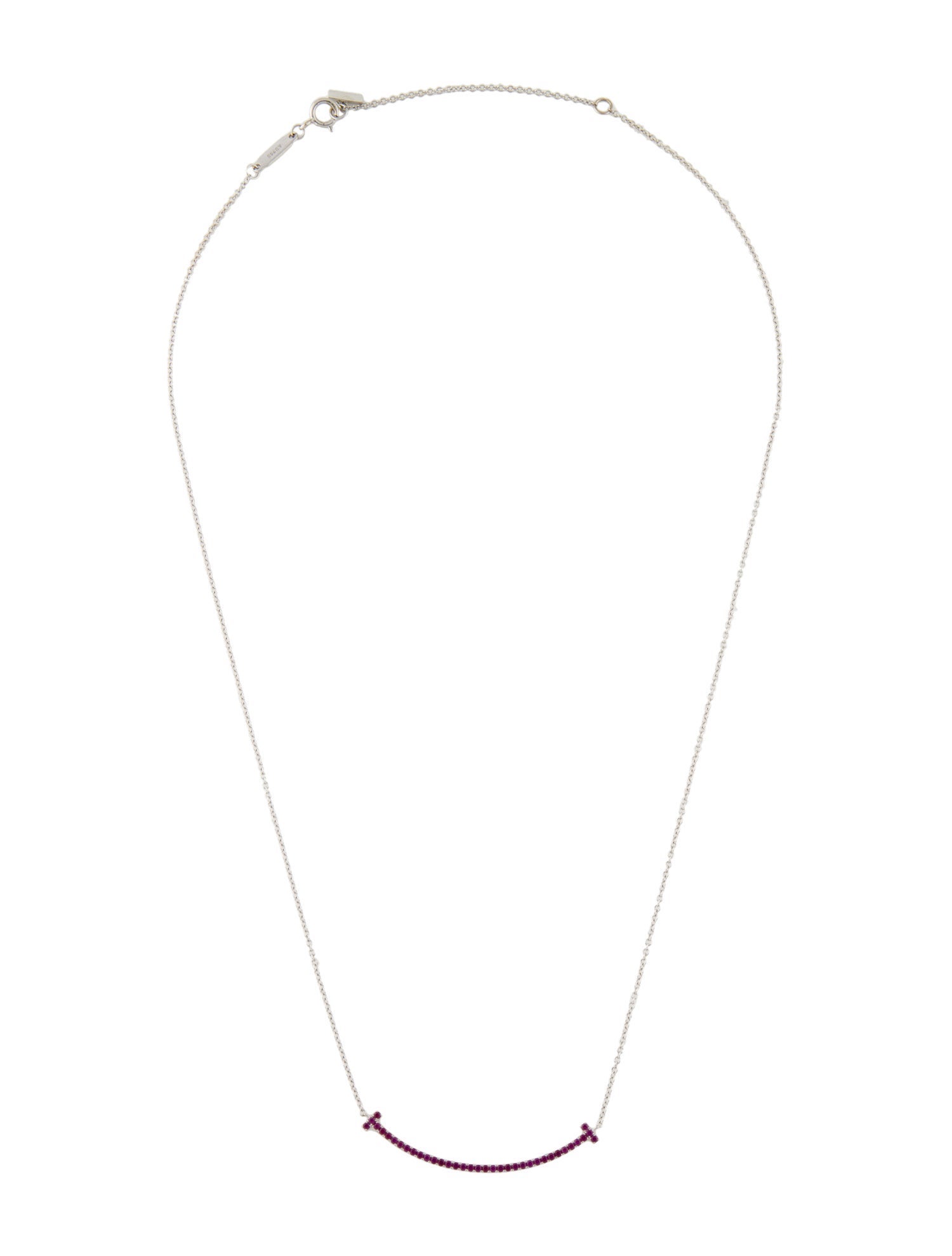 Tiffany & Co. 18K Ruby T Smile Pendant Necklace
