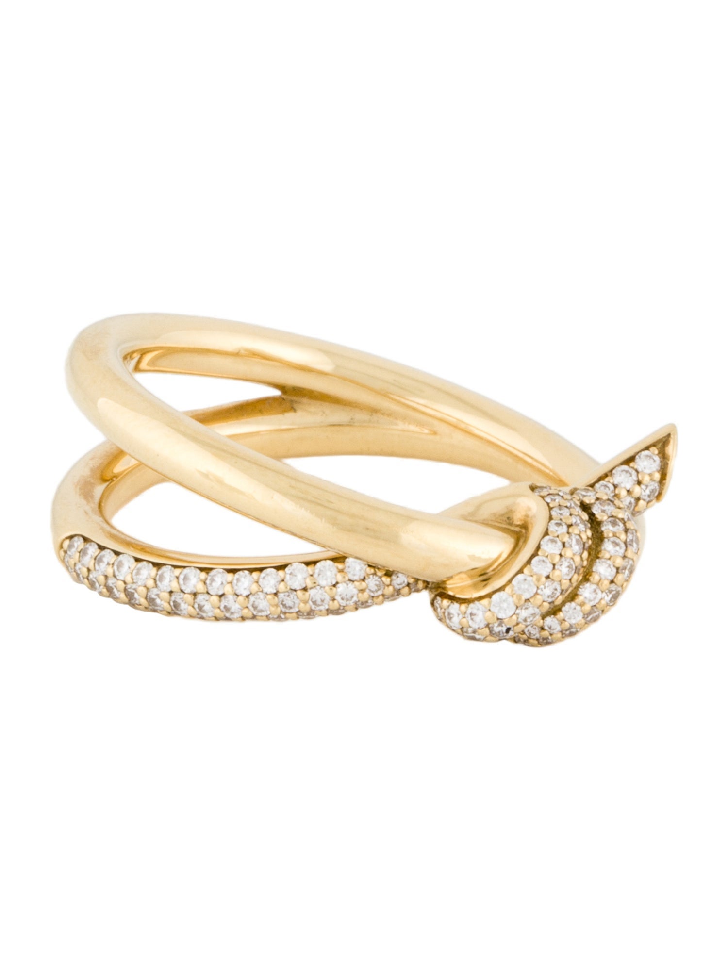Tiffany & Co. 18K Diamond Knot Double Row Ring 18K Yellow Gold Band
