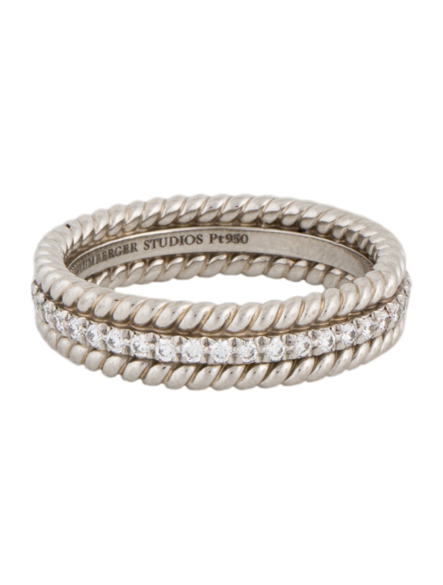 Tiffany & Co. Platinum Schlumberger Rope Two-Row Ring - 950 Platinum ...
