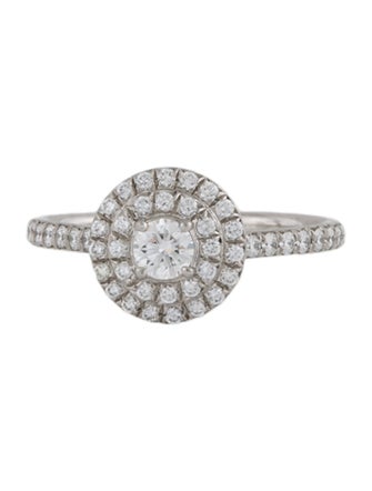 Tiffany & Co. Platinum Diamond Double Halo Soleste Engagement Ring