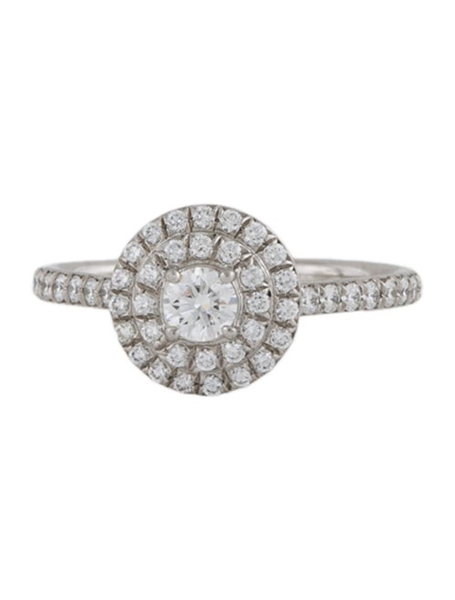 Tiffany & Co. Platinum Diamond Double Halo Soleste Engagement Ring