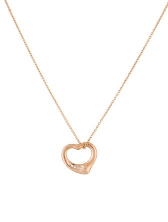 Tiffany & Co. 18K Diamond Open Heart Pendant Necklace