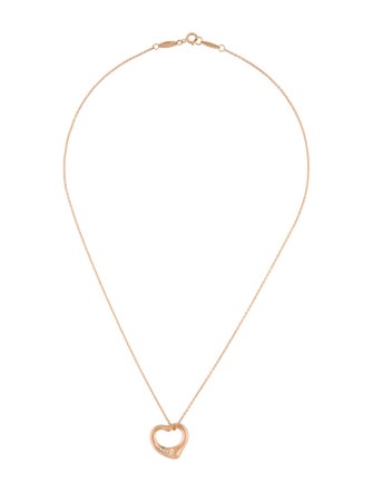 Tiffany & Co. 18K Diamond Open Heart Pendant Necklace