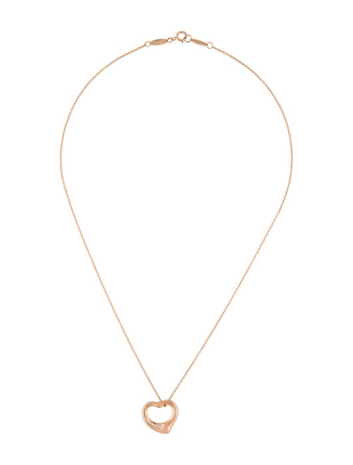 Tiffany & Co. 18K Diamond Open Heart Pendant Necklace