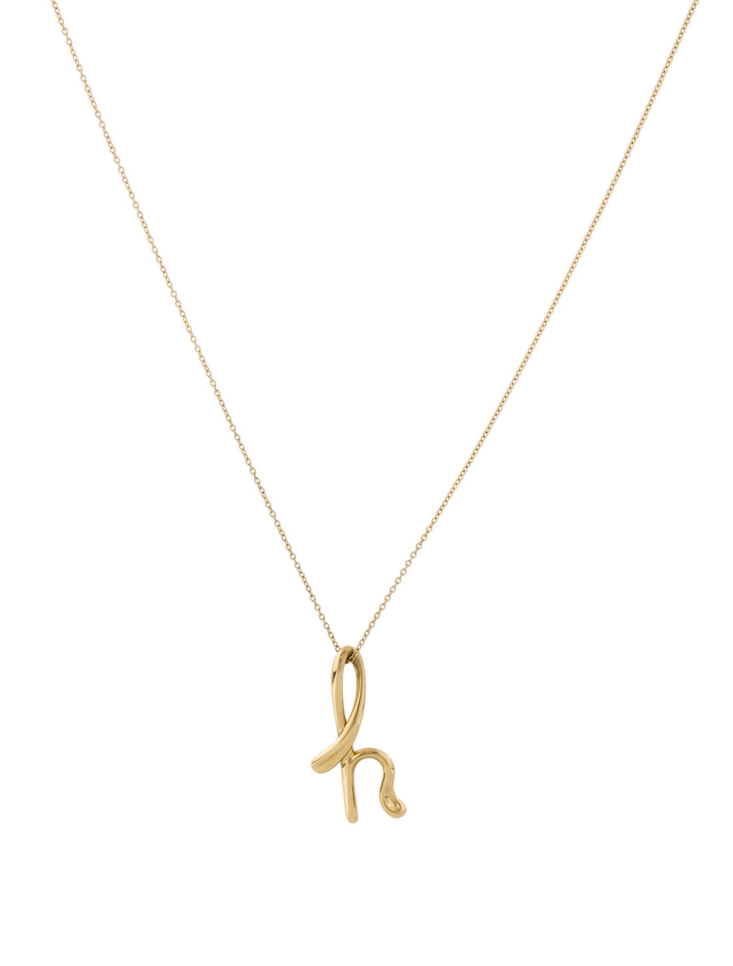 Tiffany & Co. 18K Alphabet Letter 'H' Pendant Necklace