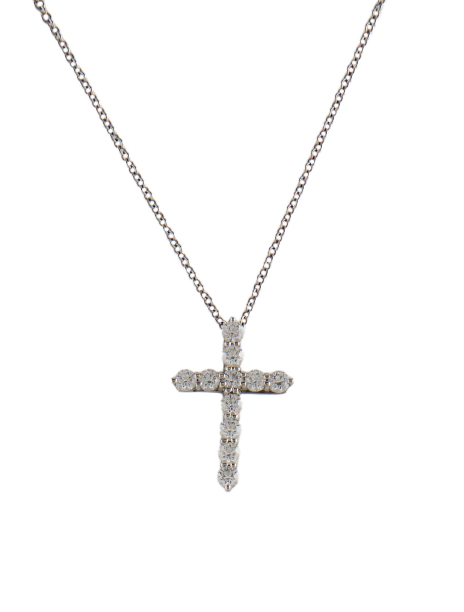 Tiffany & Co. Platinum Diamond Cross Pendant Necklace