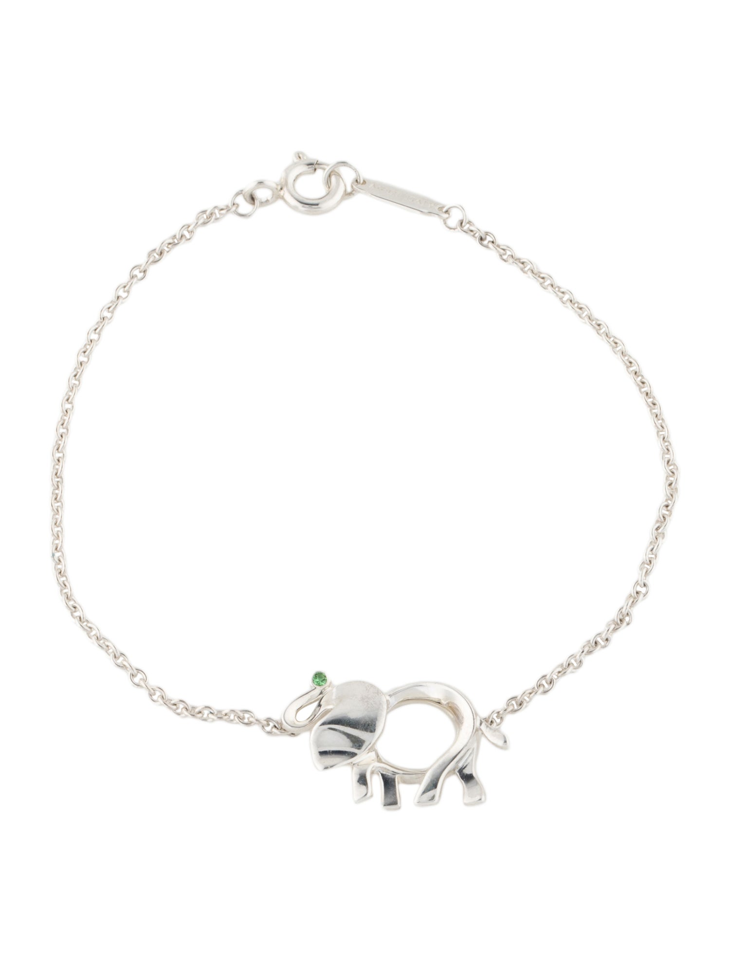 Tiffany & Co. Tsavorite Garnet 'Save the Wild' Elephant Charm Bracelet