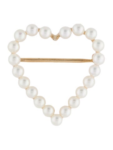 Tiffany & Co. Pin Vintage Pearl Heart Brooch 3.0-3.5