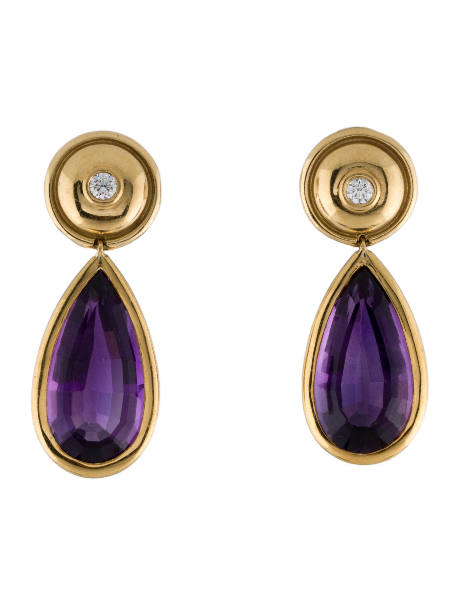 Tiffany & Co. Vintage 18K 13.66ctw Amethyst & Diamond Drop Earrings