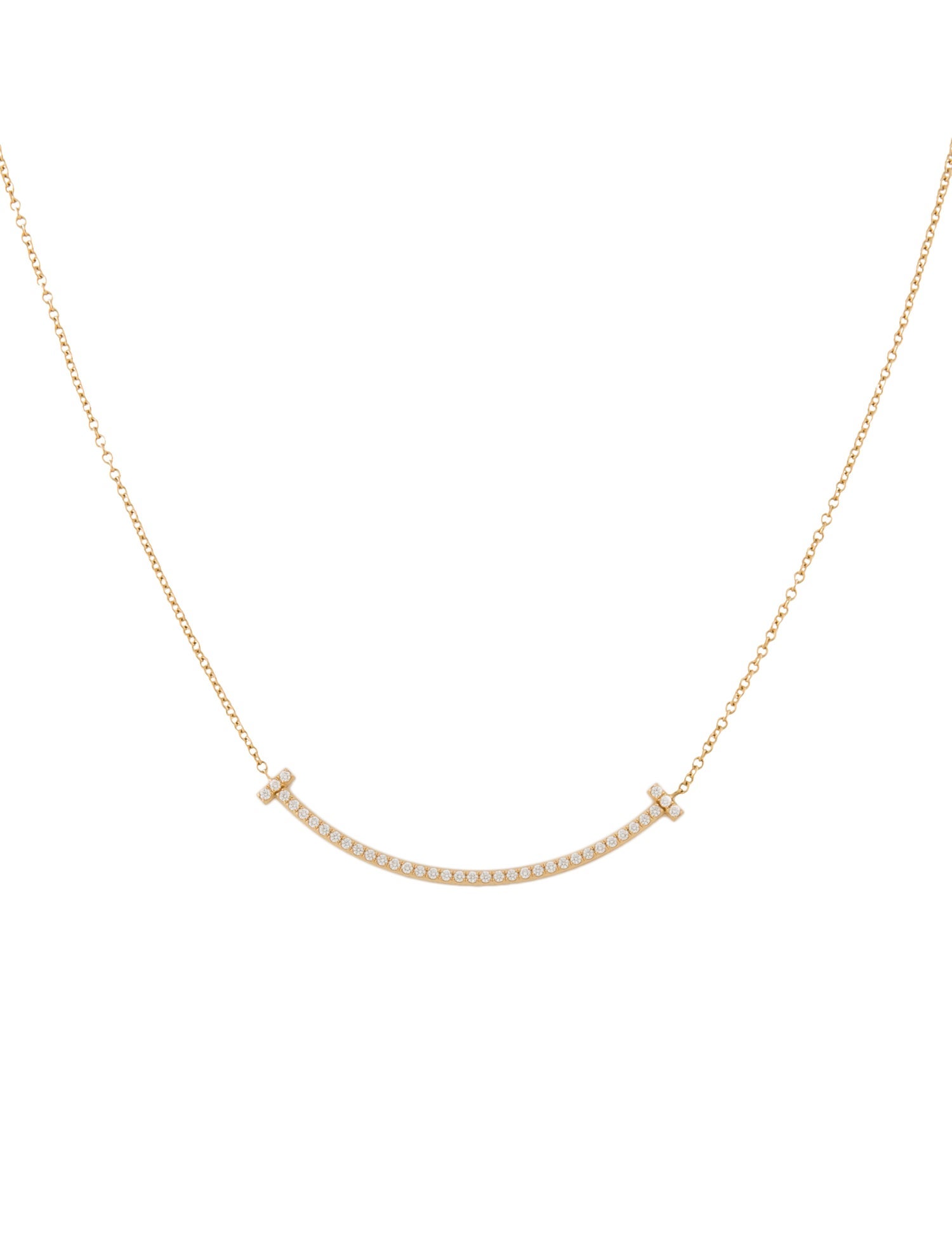 Tiffany & Co. 18K Diamond T-Smile Pendant Necklace