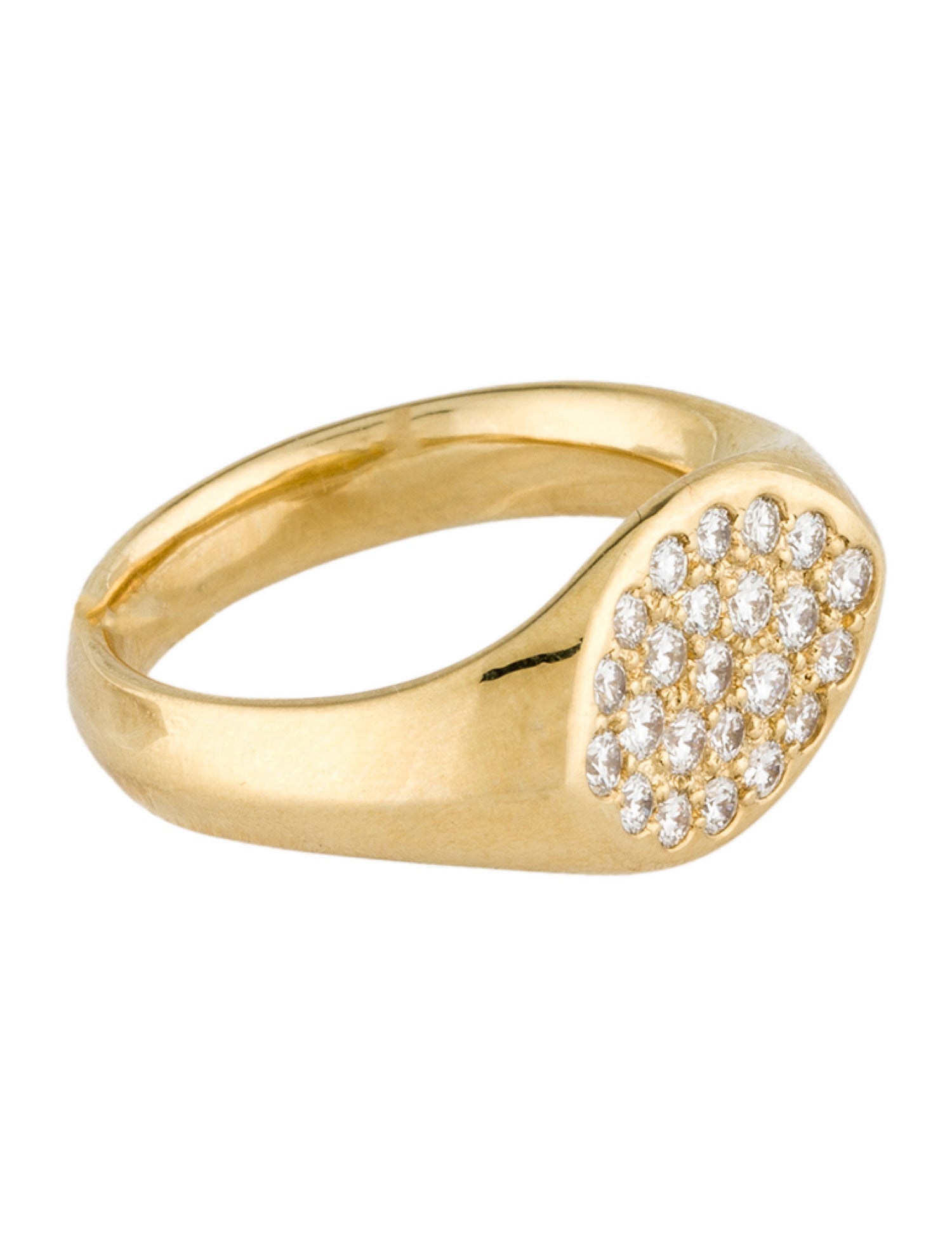 Tiffany & Co. 18K Micro Oval Diamond Signet Ring - 18K