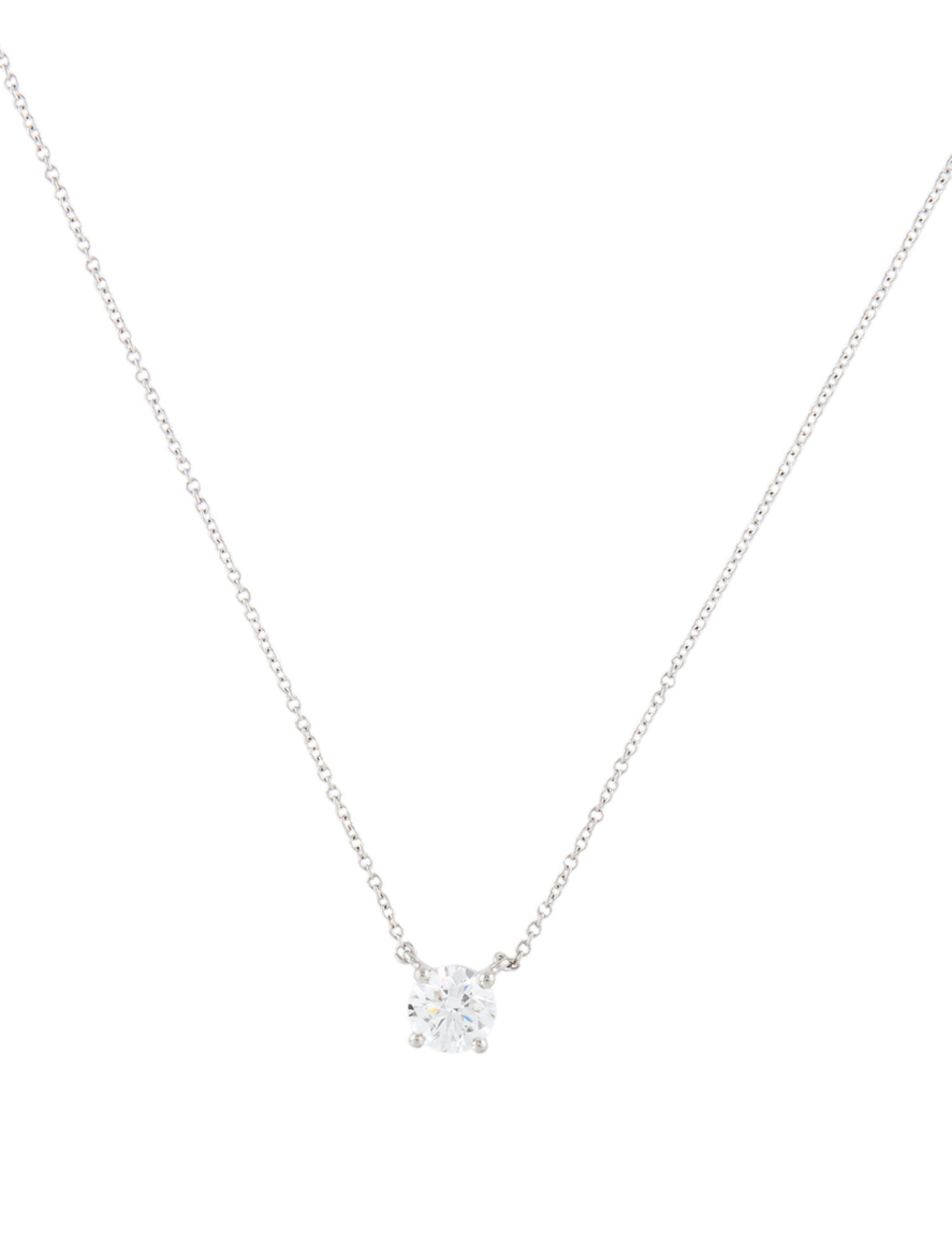 Tiffany & Co. Platinum Diamond Solitaire Pendant Necklace