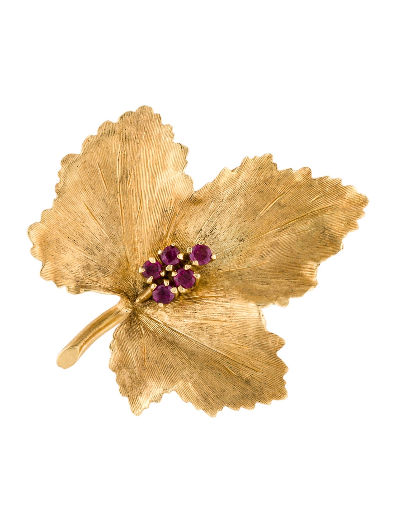 Tiffany & Co. Vintage 18K Ruby Maple Leaf Brooch
