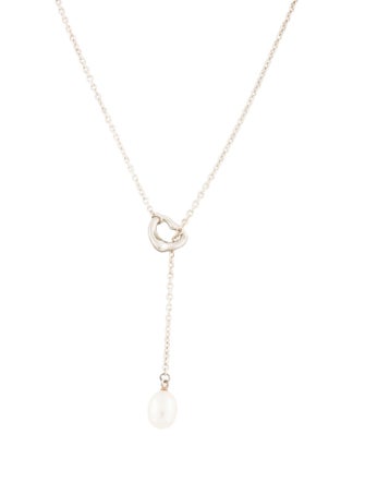 Tiffany & Co. Pearl Open Heart Lariat Necklace