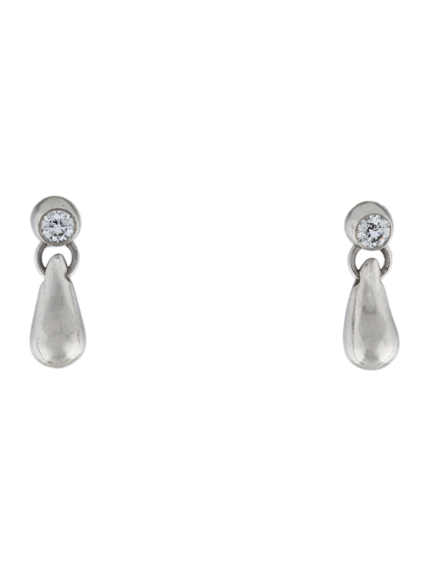 Tiffany & Co. Platinum Diamond Tear Drop Earrings