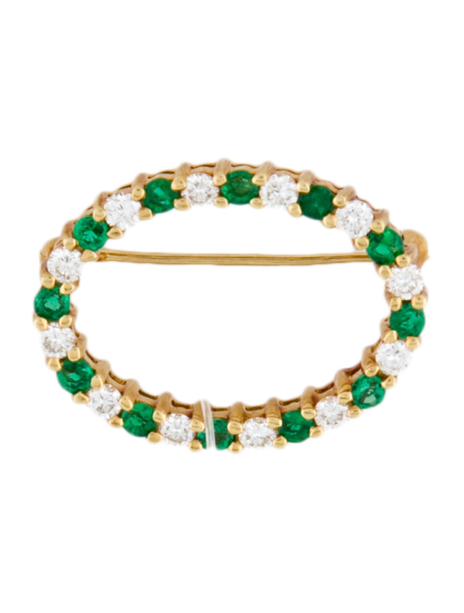 Tiffany & Co. 18K Emerald & Diamond Brooch Pin