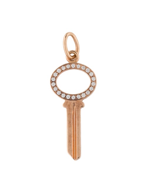 Tiffany & Co. 18K Diamond Modern Keys Open Oval Key Pendant