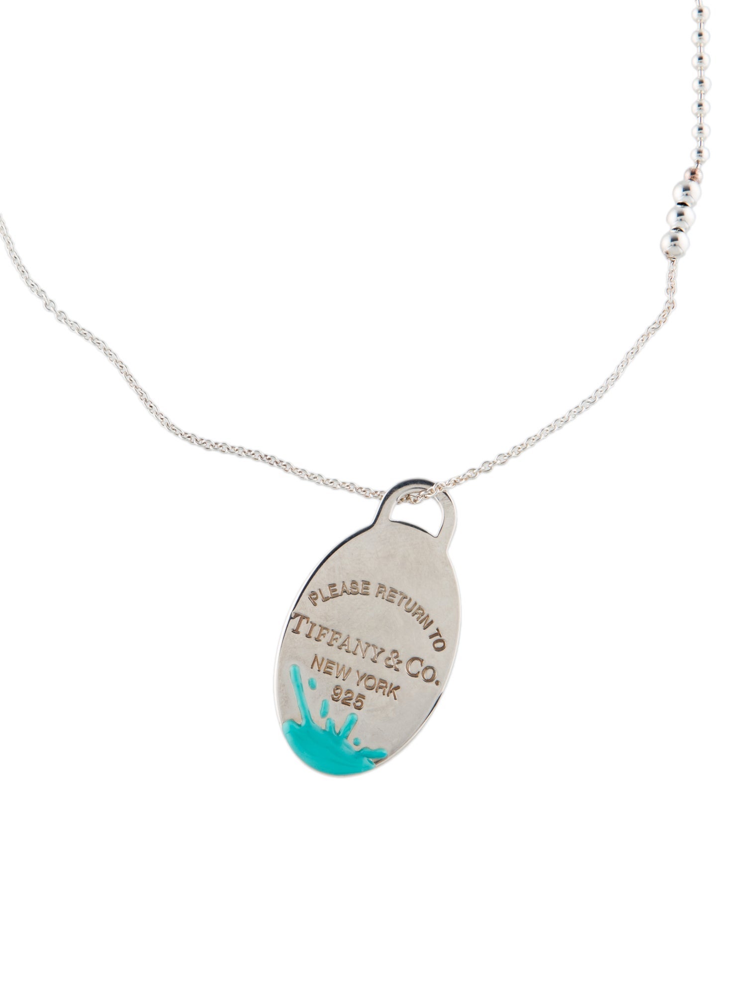 Tiffany & Co. Enamel Color Splash Oval Beaded Pendant Necklace