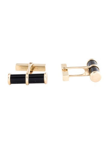 Tiffany & Co. Vintage 14K Onyx Barrel Cufflinks