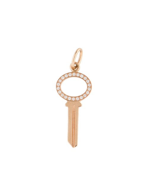 Tiffany & Co. 18K Diamond Modern Keys Open Oval Key Pendant