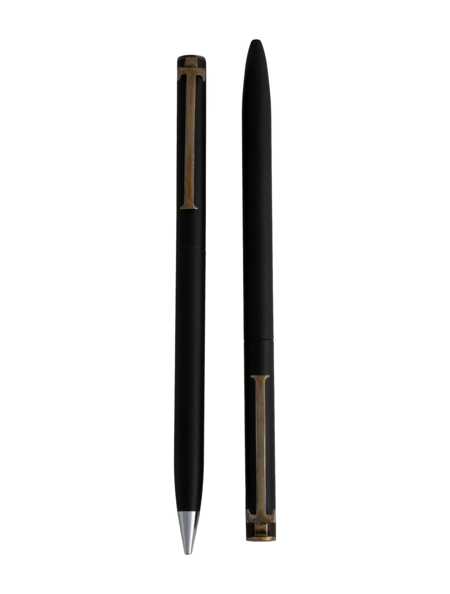 Tiffany & Co. Pair of Sterling Silver Trimmed T-Clip Ballpoint Pens