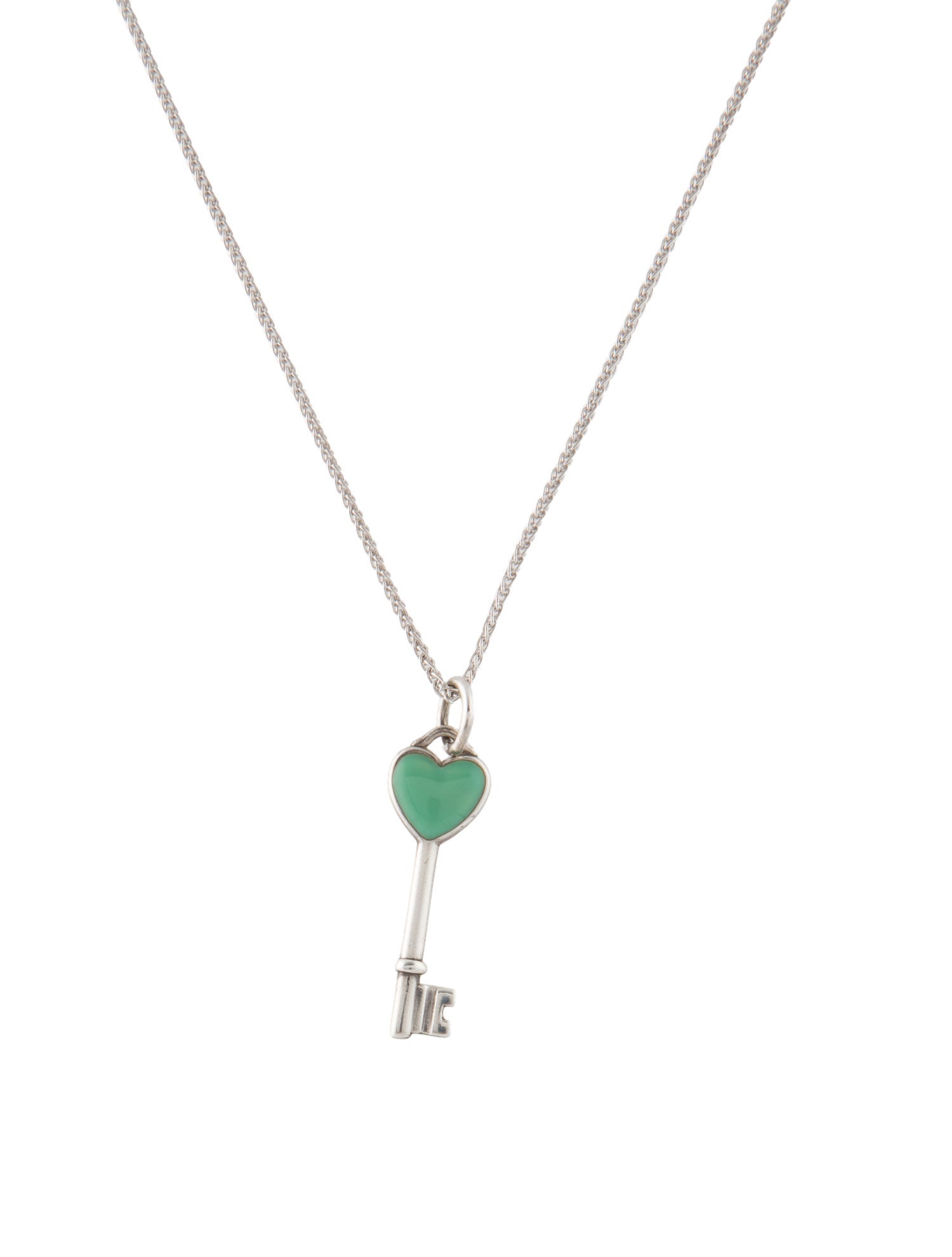 Tiffany & Co. Enamel Key Pendant with Unbranded 18K Chain