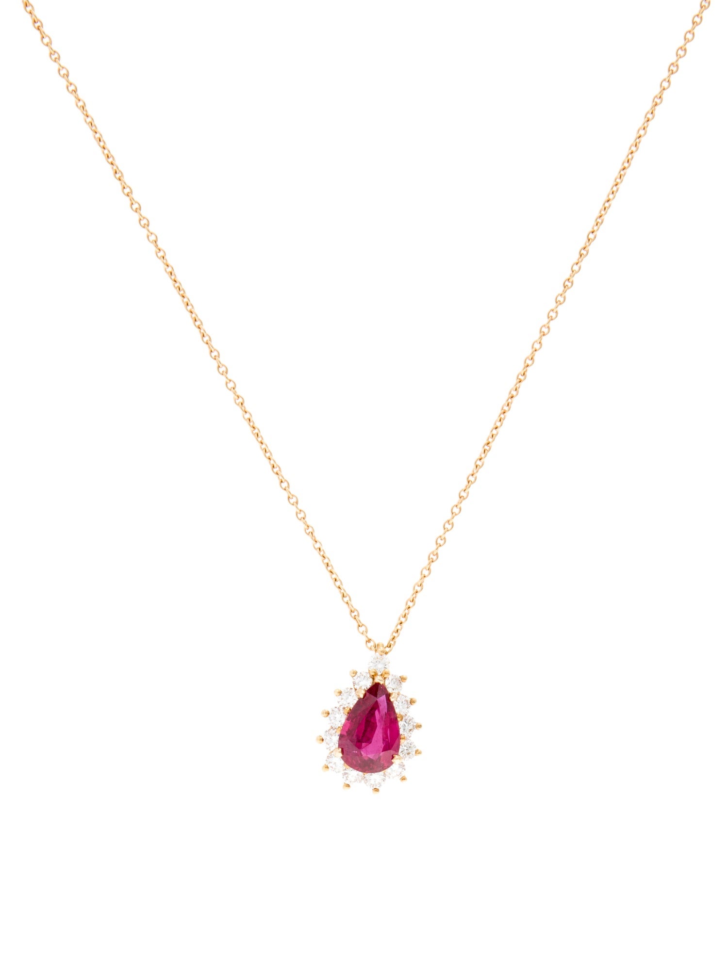 Tiffany & Co. 18K 1.22ct Ruby & Diamond Pendant Necklace