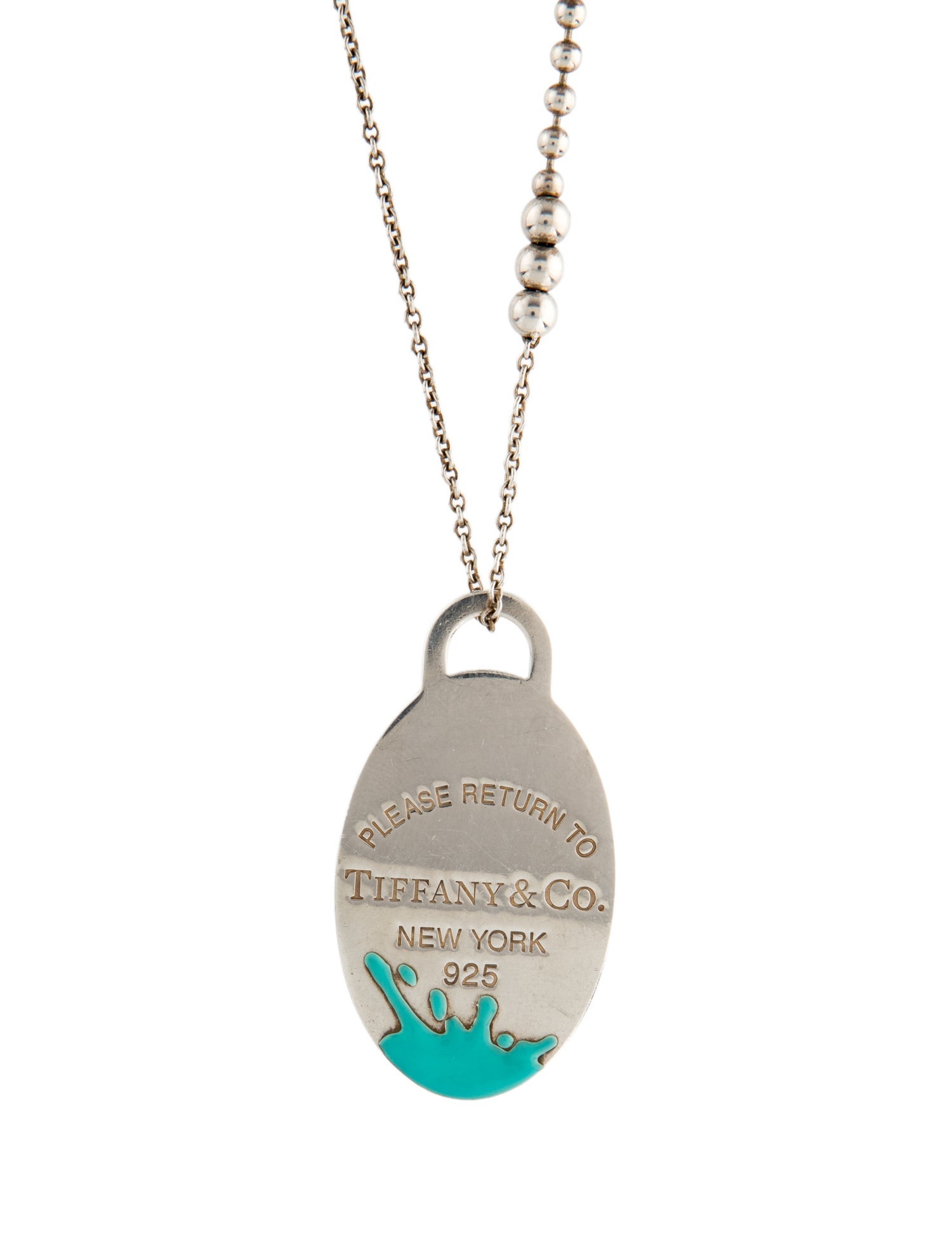 Tiffany & Co. Enamel Color Splash Oval Beaded Pendant Necklace