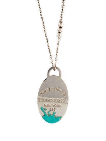 Tiffany & Co. Pendant Necklace Enamel Color Splash Oval Beaded