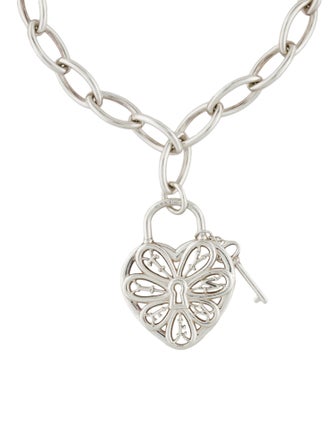 Tiffany & Co. Filigree Heart Lock & Key Charm Bracelet