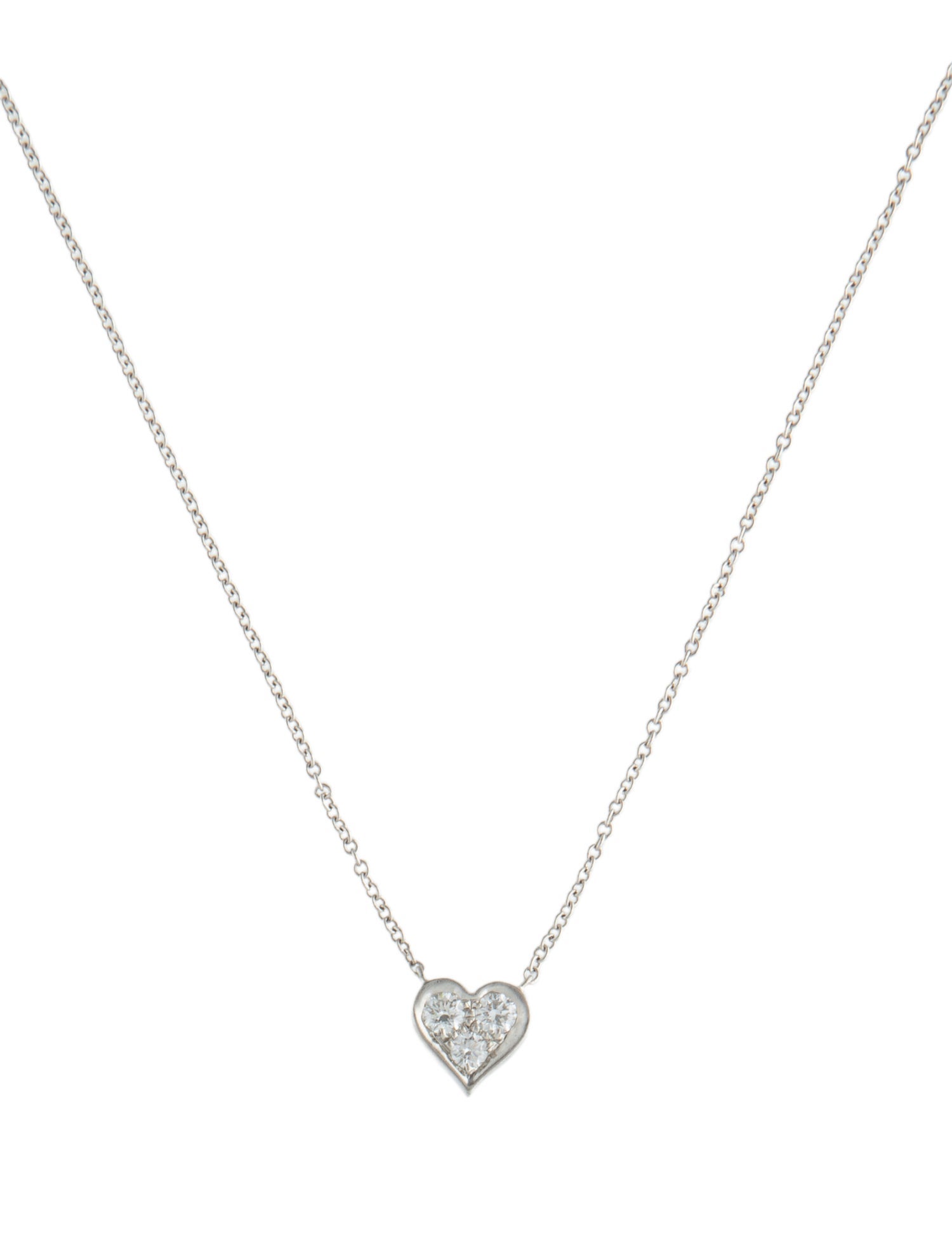 Tiffany & Co. Platinum Diamond Heart Pendant Necklace