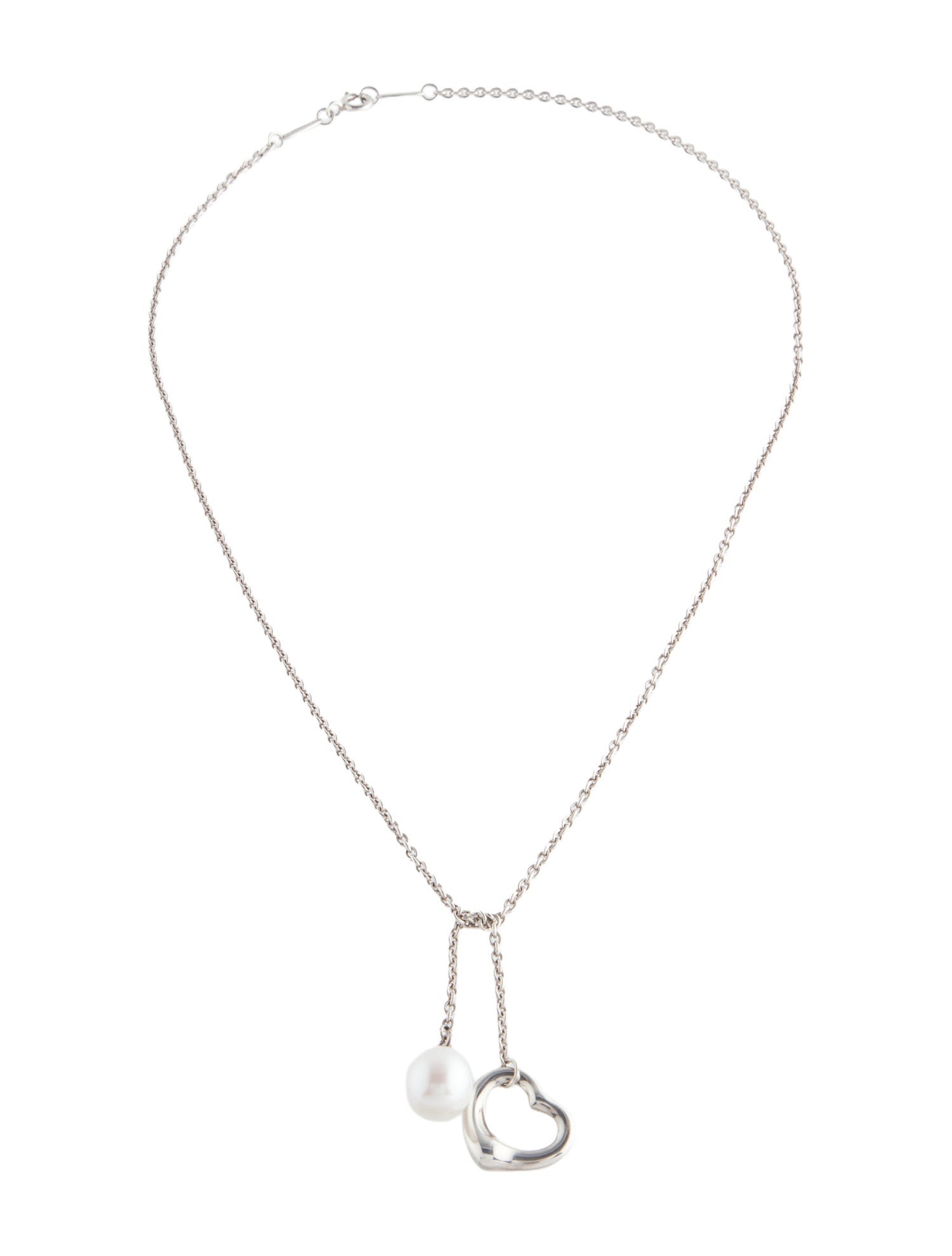 Tiffany & Co. Pearl Open Heart Lariat Necklace