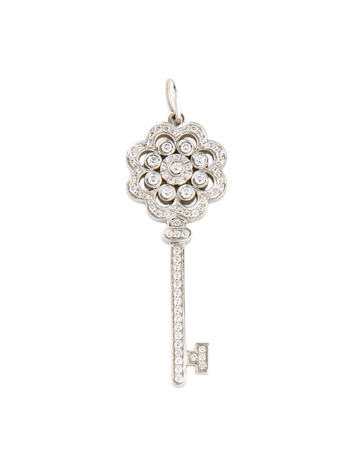 Tiffany & Co. Platinum Diamond Rose Key Pendant