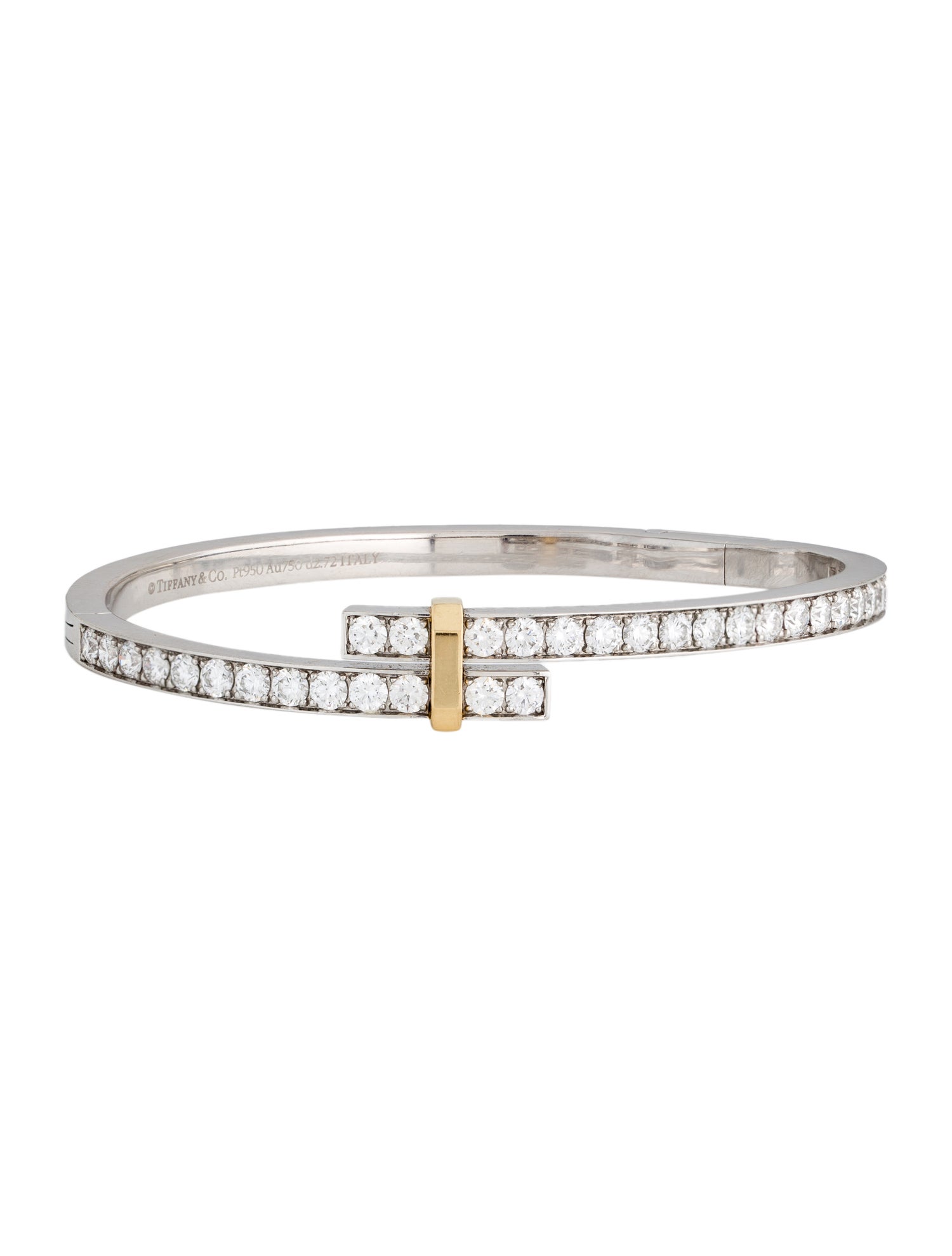 Tiffany & Co. Platinum 2.72ctw Diamond Edge Hinged Bypass Bangle