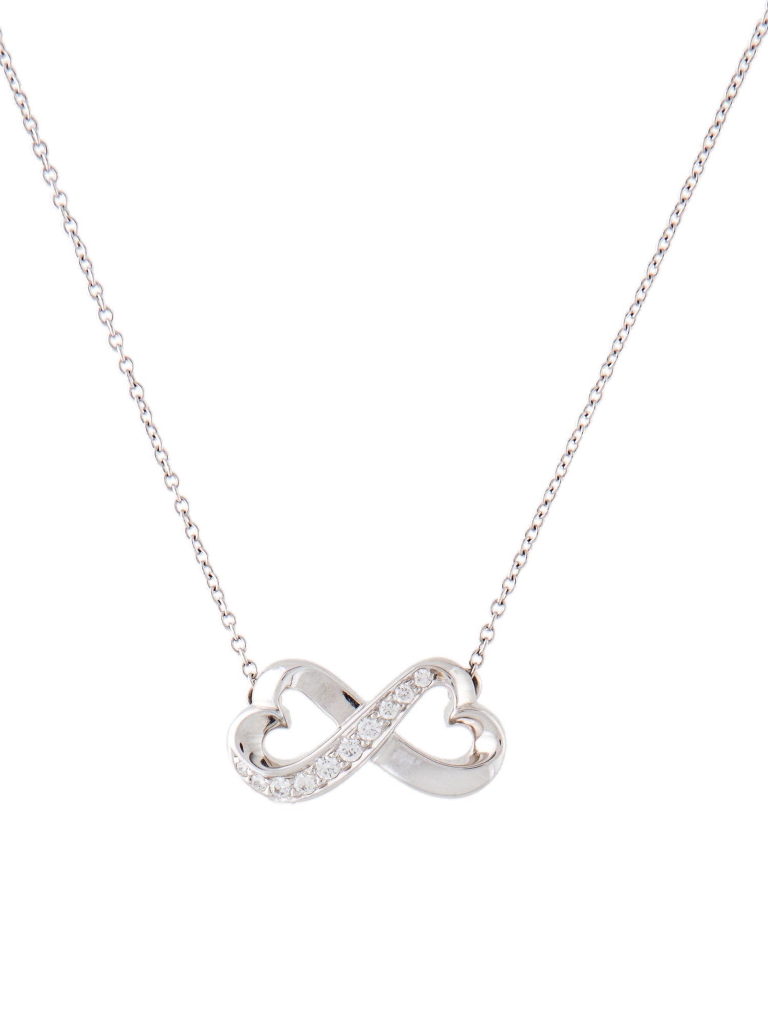 Tiffany & Co. 18K Diamond Infinity Heart Pendant Necklace